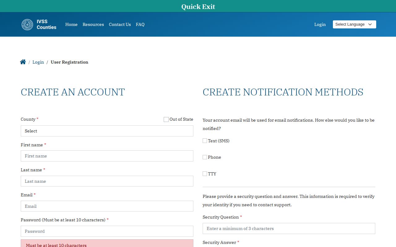 Sherman County Jail release notification registration
